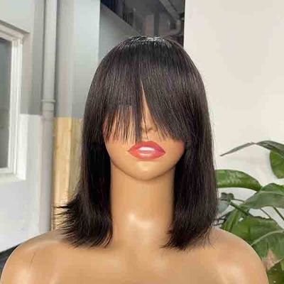 Wear And Go Short Bob Fringe Pixie Cut Lace Wig Human Hair Blunt Cut